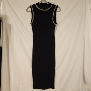 Fashion Nova‎ Black Chain-Accent Midi Dress Large